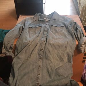 denim button down dress with pockets